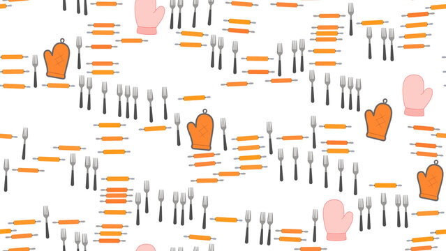 Seamless pattern of kitchen utensils