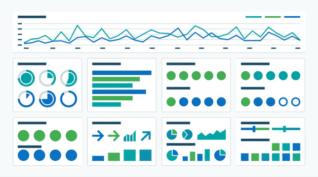 Abstract data visualization boards featuring charts, graphs, and dashboards for analytics and presentation.