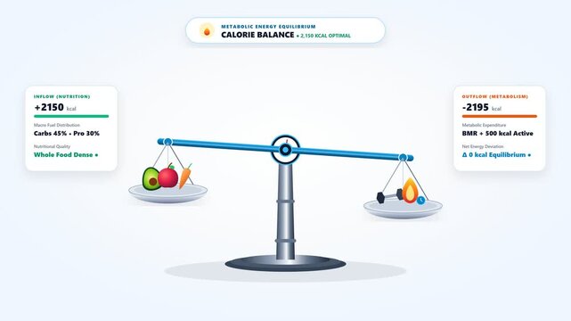 Calorie Balance and Metabolic Energy Equilibrium Scale Animation