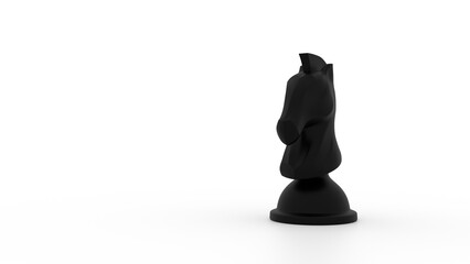Black Chess Knight Piece Isolated on White Background 3D Render © Manu