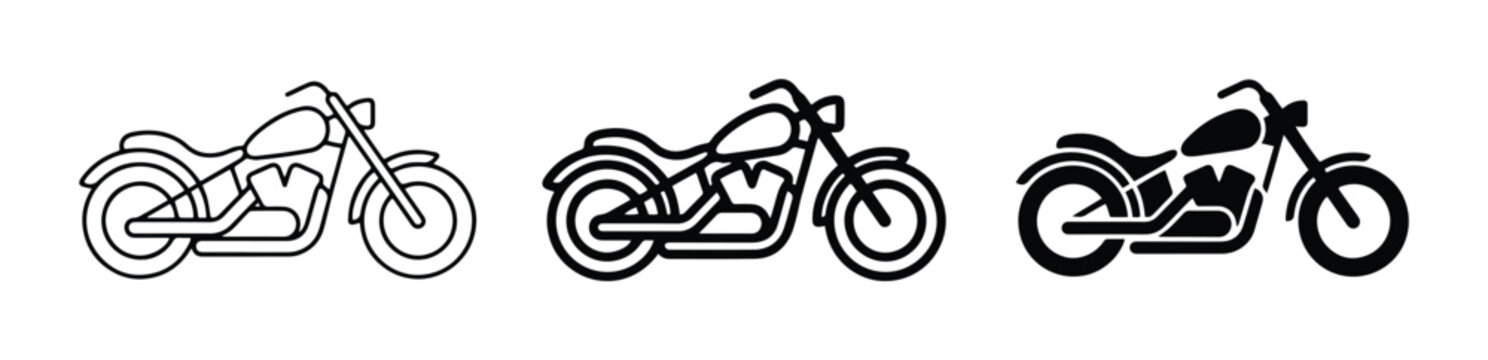 Motorcycle Icons: Chopper, Cruiser, Silhouette Vector Set for Transport and Lifestyle