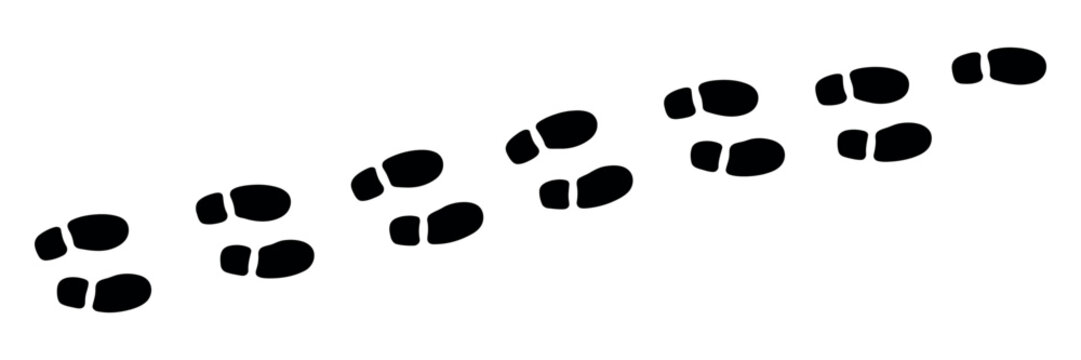 Footprint shoe print track icon set. Human step trail symbol. Simple pictogram for walking path, shoe tread, investigation evidence, footstep route, website user interface design