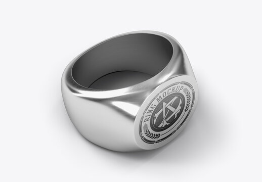 Metal Signet Ring Mockup