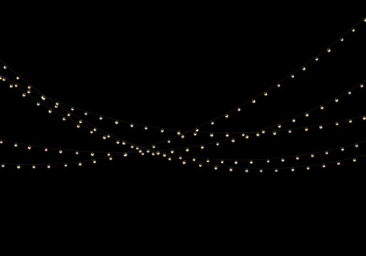 String lights create an elegant crisscross pattern across a dark night sky. Each bulb emits a soft, warm white glow that enhances the cozy atmosphere. This lighting setup is ideal for.