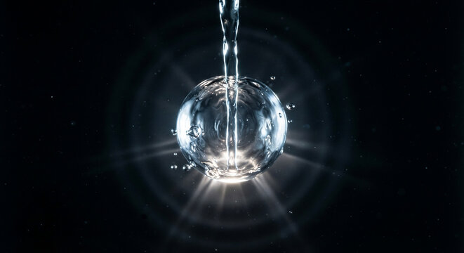 Cavitation bubble collapse showing microscopic liquid jet piercing through center during ultrasonic sonochemistry research physics experiment