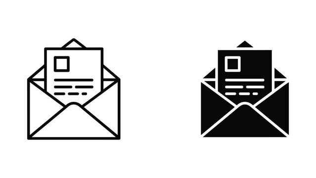 Open envelope with letter document mail communication business icon set