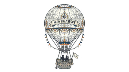 Vintage Hot Air Balloon with Ornate Design © Yumna