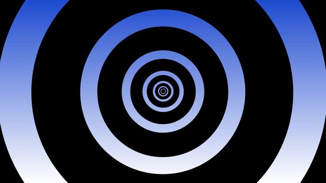 Abstract Concentric Circles Tunneling Motion Background with Blue Gradient on Black