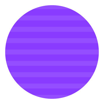 Geometric round circle shape horizontal stripes pattern design element purple violet. Violet round circle icon filled horizontal parallel stripe lines pattern gradient tones isolated white background 