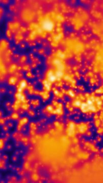 Vertical thermal energy explosion with glowing yellow and violet fire clouds undulating continuously in a 3D background