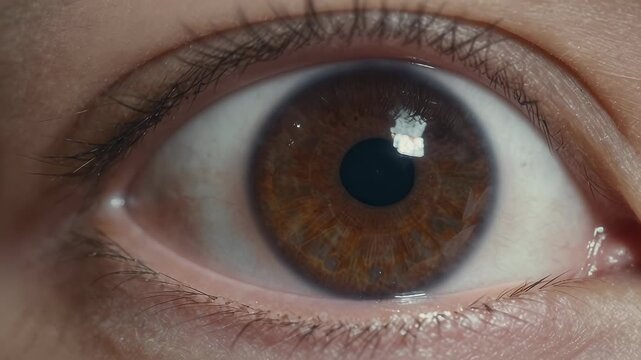 Close-Up of Eye Movement and Reaction to Light Changes