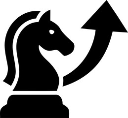 Chess Knight with Upward Arrow representing business growth and strategy isolated on transparent background © MdAbulBasar