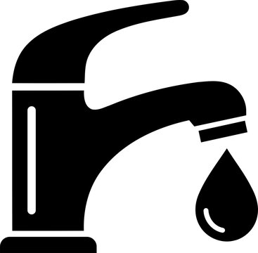 Single modern faucet with water drop falling during a clean studio session isolated on transparent background
