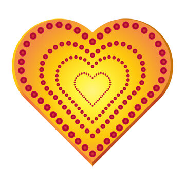 Valentines Day heart shape dotted layered contour love design element yellow red