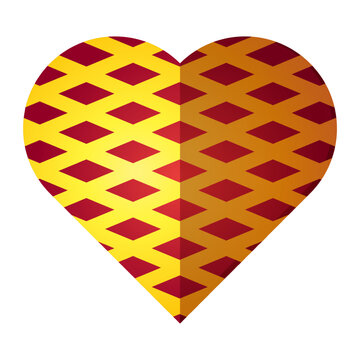 Valentines Day heart shape diamond grid mosaic love romantic design element. Heart icon featuring geometric rhombus diamond grid pattern split dual tone shading isolated white background ideal greetin