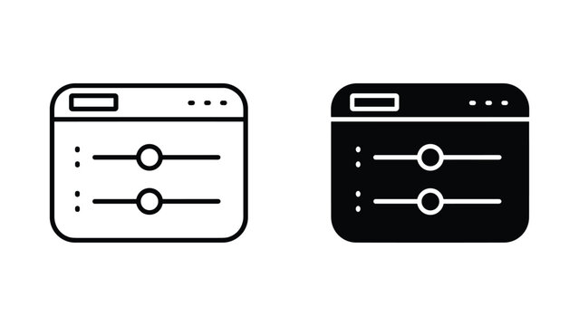 Settings slider controls browser window icon set