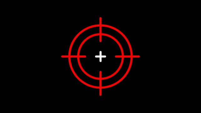 A bold red target or crosshair symbol on a crisp white background, indicating aim, focus, or a specific objective
