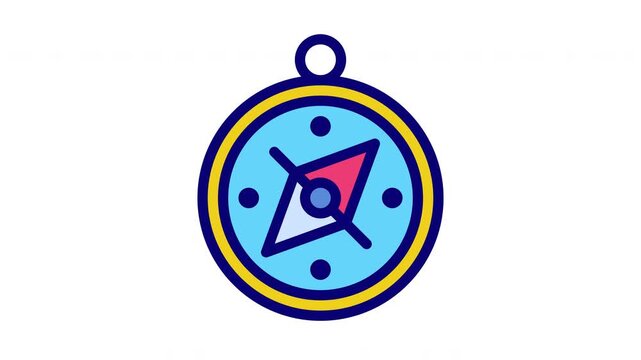 Animated Compass Icon with Rotating Directional Needle