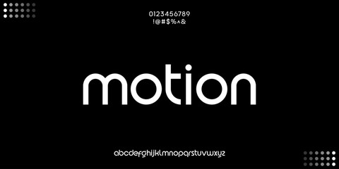 Clean typography logo for the word motion on dark background. © Elluis