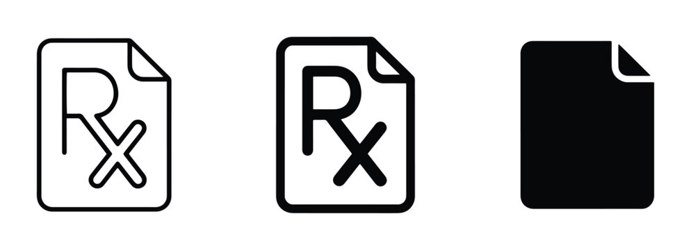 RX Prescription Icons, Medical Document Symbols, Healthcare Forms, Pharmacy Paperwork