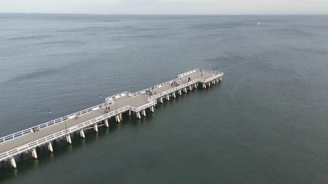 Gdynia Pier. aerial shot. Autumn