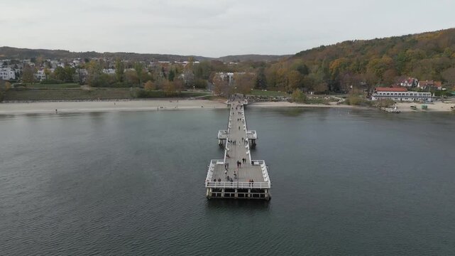 Gdynia Pier. aerial shot. Autumn