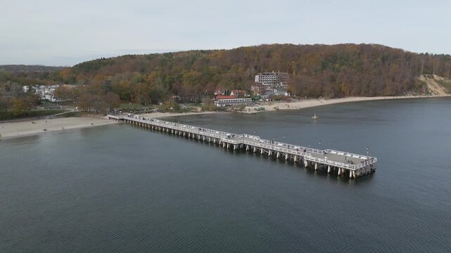 Gdynia Pier. aerial shot. Autumn