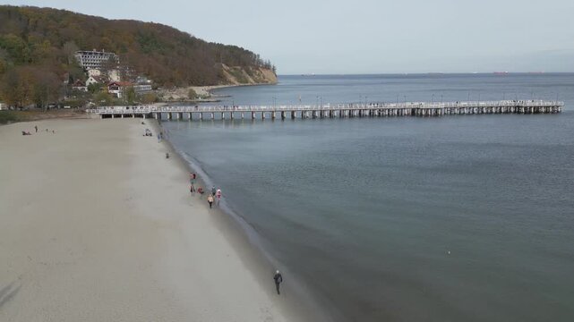 Gdynia Pier. aerial shot. Autumn
