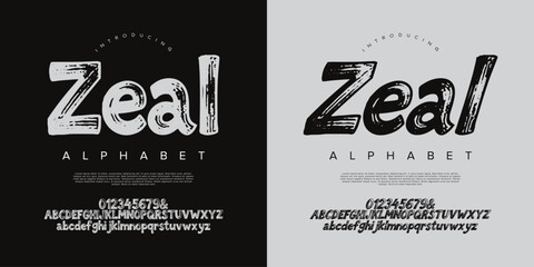 Zeal bold slant display font with textured brush style for modern energetic projects © Kiki
