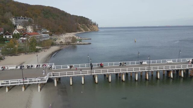 Gdynia Pier. aerial shot. Autumn