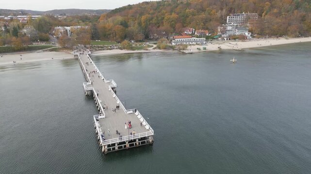 Gdynia Pier. aerial shot. Autumn