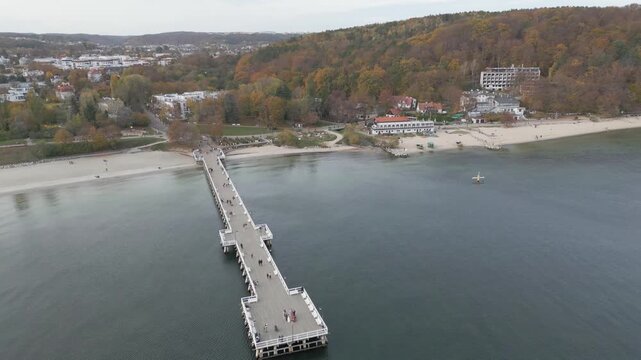 Gdynia Pier. aerial shot. Autumn