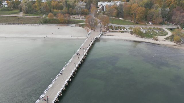 Gdynia Pier. aerial shot. Autumn