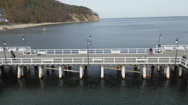 Gdynia Pier. aerial shot. Autumn
