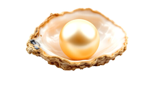 Natural pearl in open, isolated on transparent background