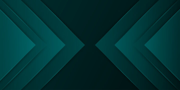 Modern Abstract Dark Green Teal Chevron Geometric Background with Layered Paper Cut Style