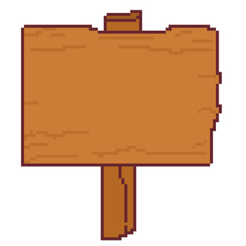 pixel art wooden sign board post notice placard timber icon