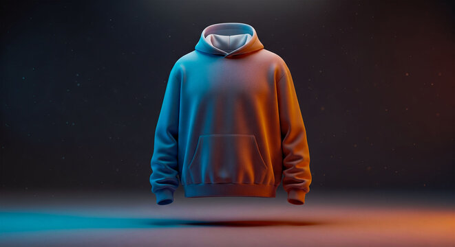 Premium hoodie photo with cinematic duotone lighting