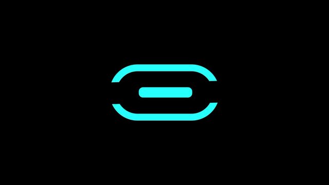 Neon cyan chain link icon glowing on a solid black background symbolizing hyperlink connection URL and web address connectivity in digital design