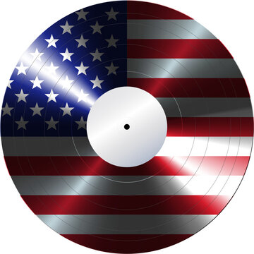 american usa flag vinyl music record lp symbol vector isolated on transparent background