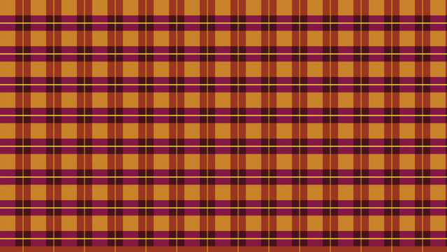 Vibrant red and yellow plaid vector graphic pattern featuring classic tartan textile fashion style