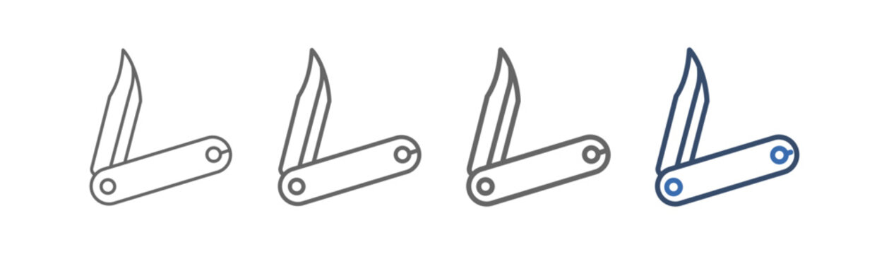 Outline icon set featuring a pocket knife design.