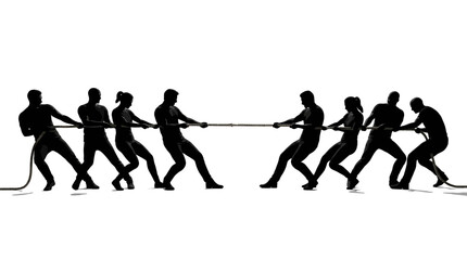 Obraz premium Business teams competing in tug of war vector illustration representing corporate struggle and strength