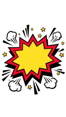 Explosion comic book speech bubble with stars and smoke, isolated on transparent background © David