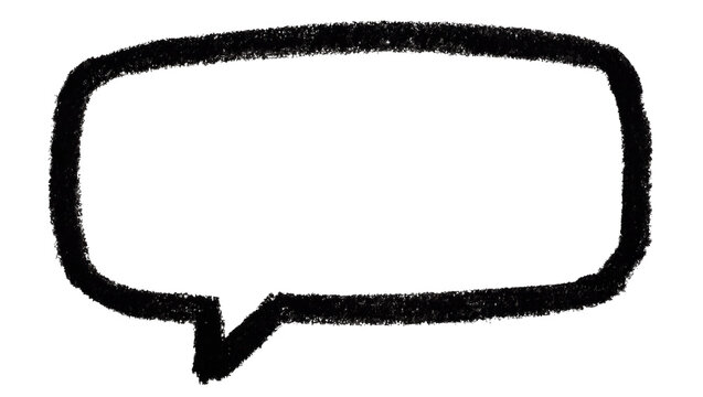 Rough black chalk speech bubble, isolated on transparent background