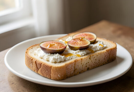 Fig and ricotta toast with a honey drizzle