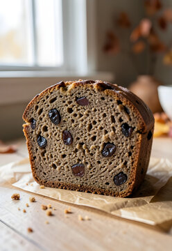 Spiced date loaf with a moist cut face