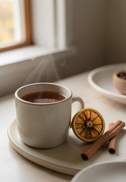 Pumpkin spice tea with dried orange