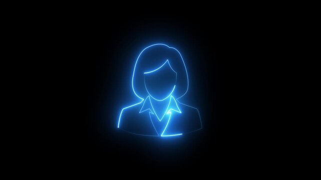 neon businesswoman profile icon symbol for user account