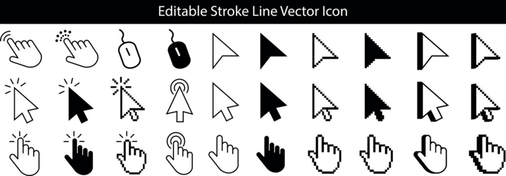 Mouse cursor and hand pointer icons set